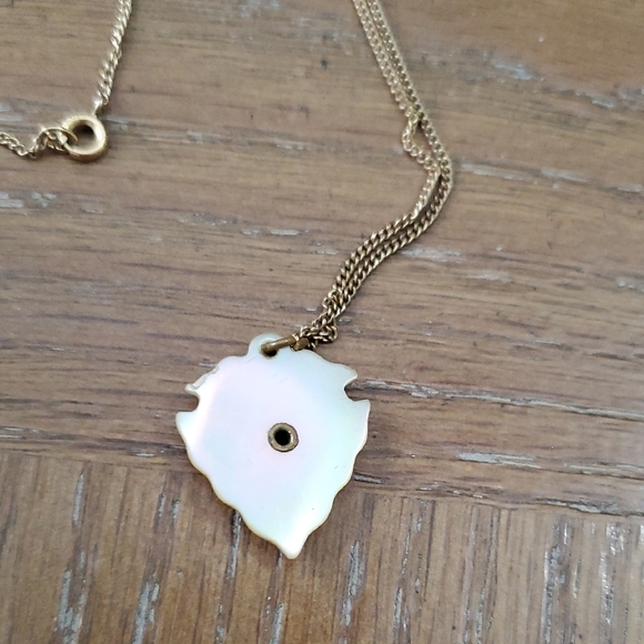 1942 Lane Tech mother of pearl Gold and Cream Pendant Necklace - Picture 3 of 4